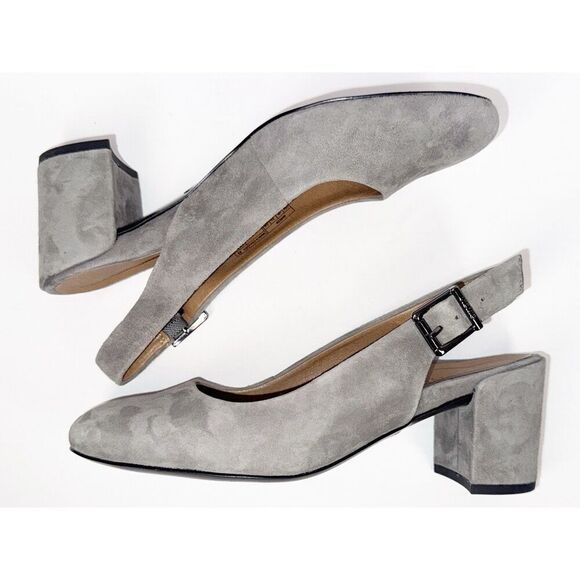 Vionic Nareen Low Block Heel Suede Leather Slingback Gray Closed Toe Office Sz 6 - Picture 15 of 15